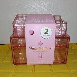 JUICY COUTURE STACKÀBLE COSMETIC ORGANIZERS CLEAR PINK MAKEUP ORGANIZERS NEW